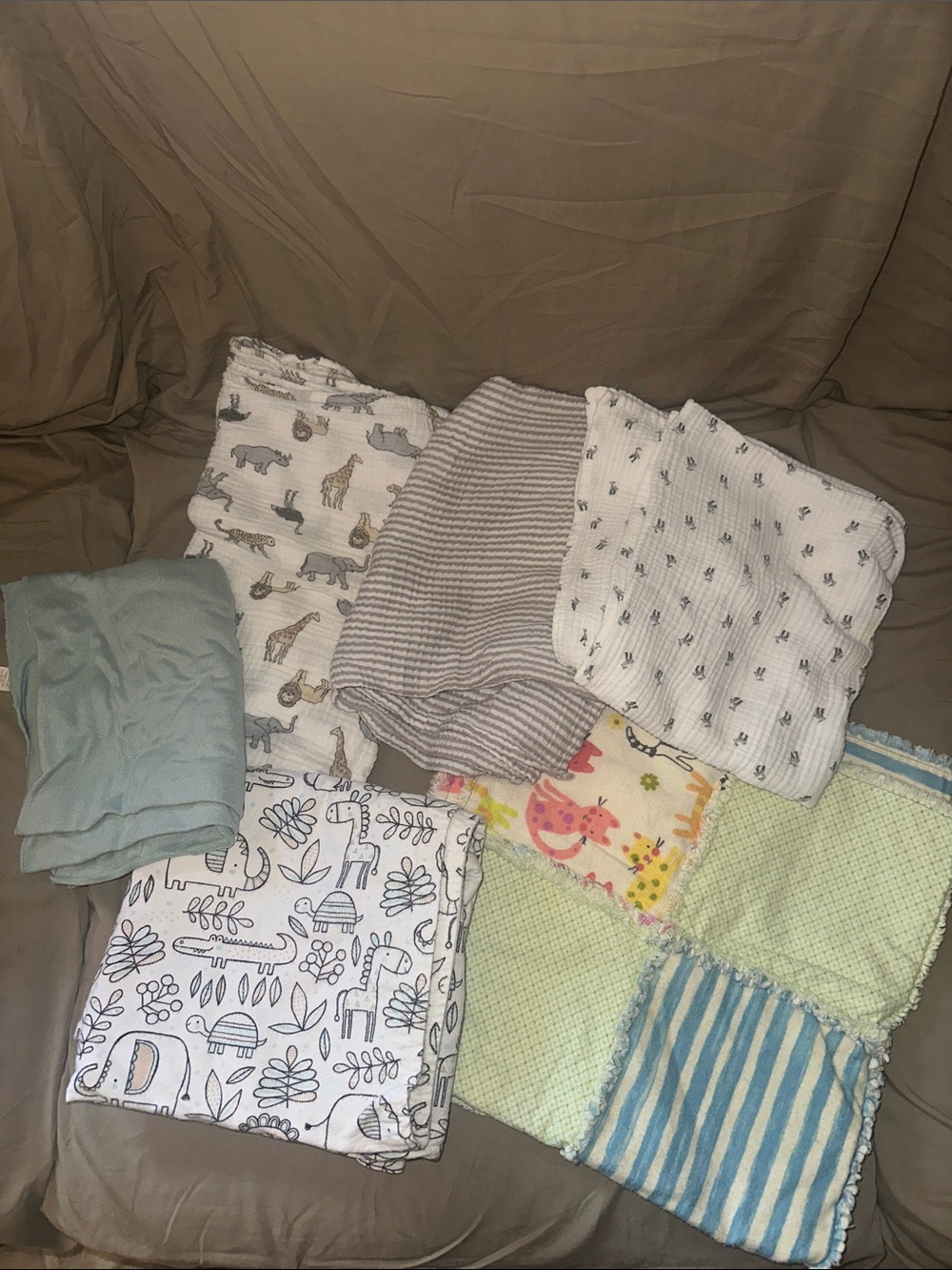 Soft Neutral Baby Swaddle and Receiving Blankets - Assorted Colors
